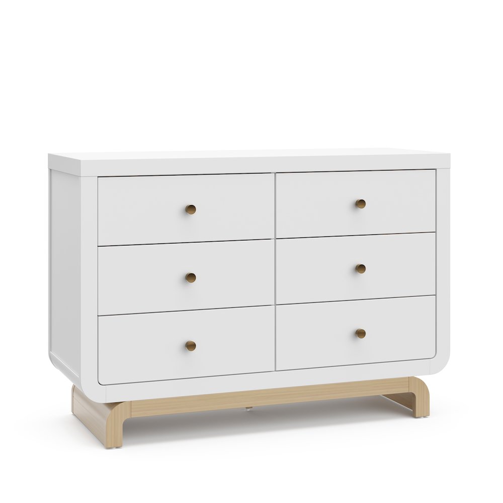 Storkcraft Santorini 6 Drawer Double Dresser (White with Driftwood). Picture 1