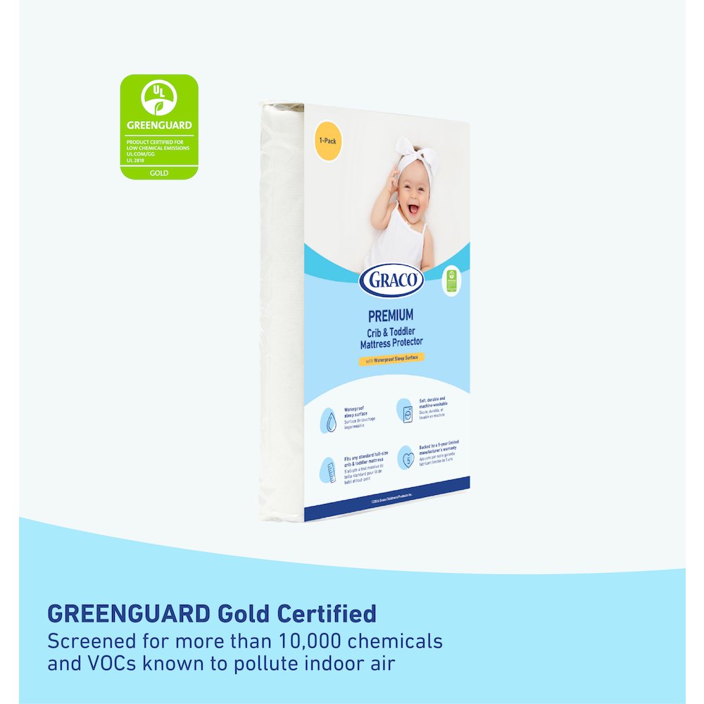 Graco Premium Waterproof Crib and Toddler Mattress Protector - 1 Pack. Picture 2