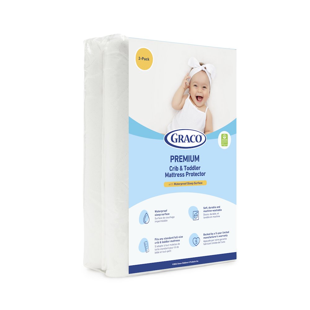 Graco Premium Waterproof Crib and Toddler Mattress Protector - 2 Pack. Picture 3