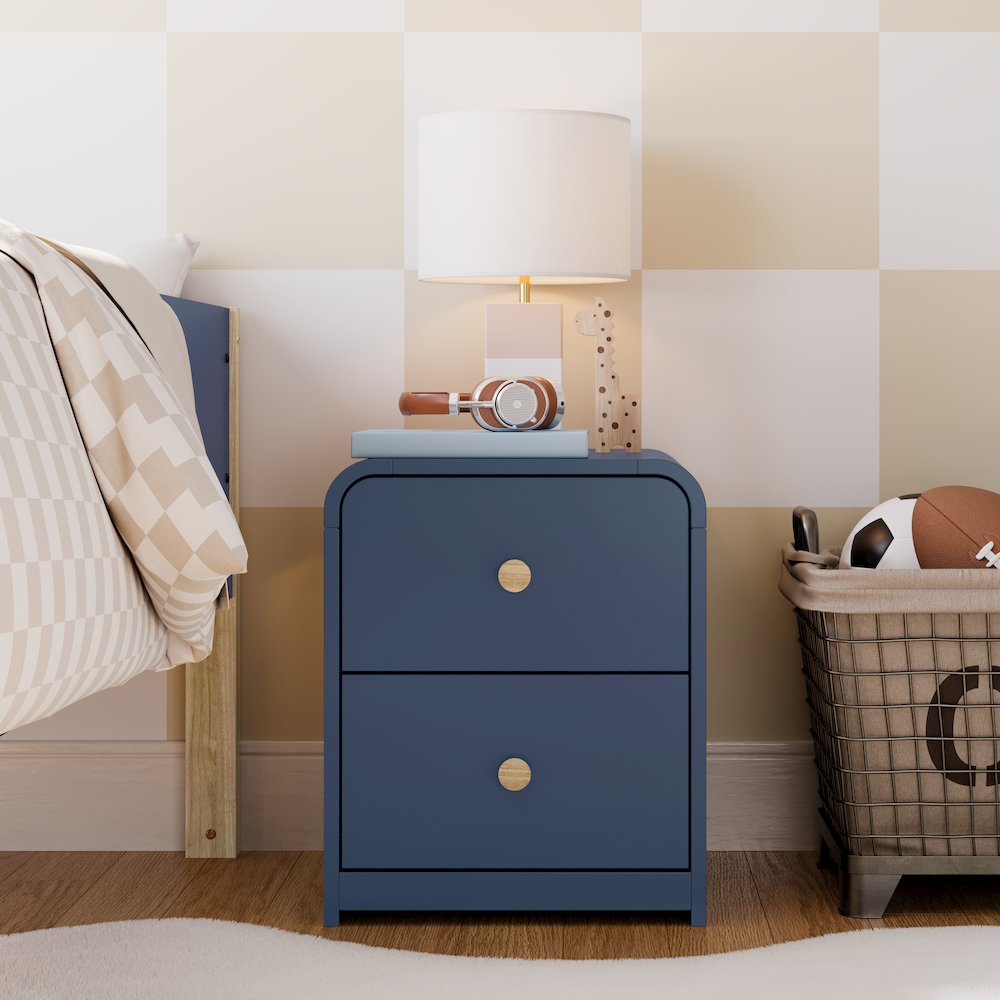 Storkcraft Next Santos 2-Drawer Nightstand (Midnight Blue with Natural). Picture 2