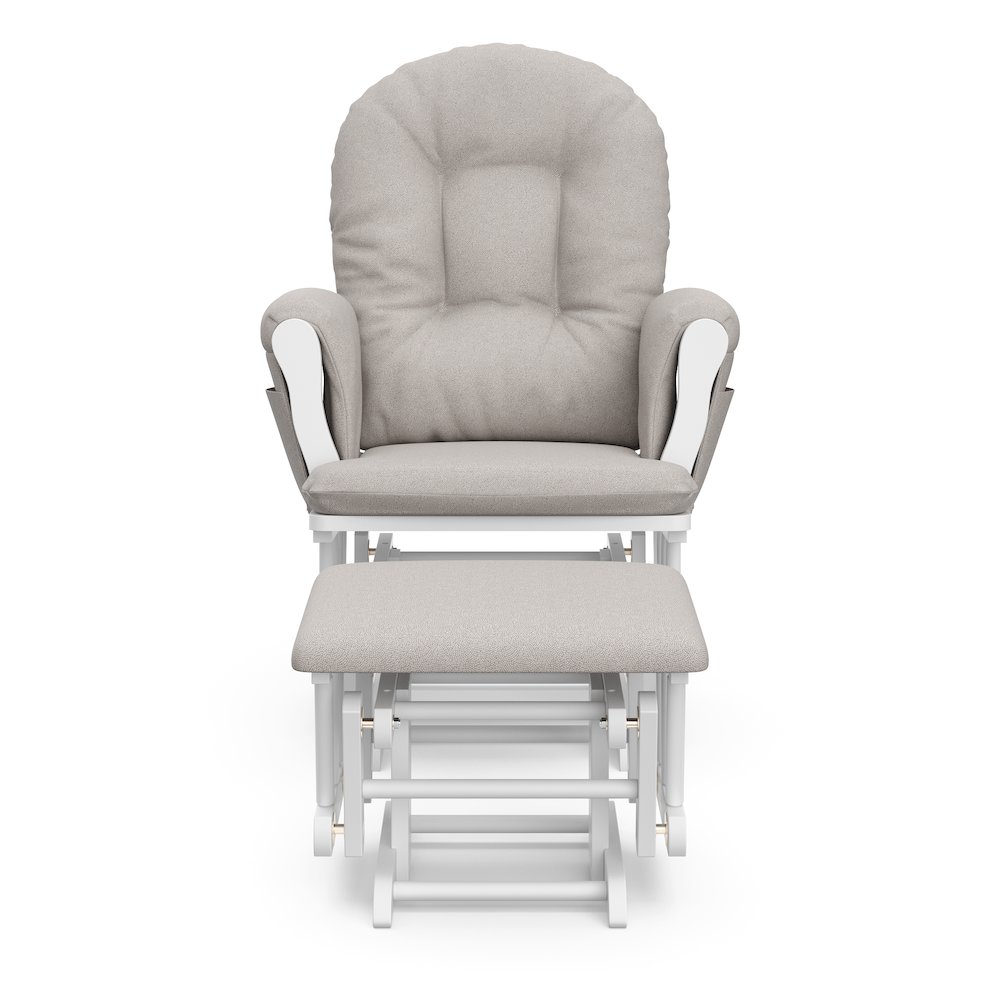 Storkcraft Hoop Glider and Ottoman - White with Taupe Swirl. Picture 3