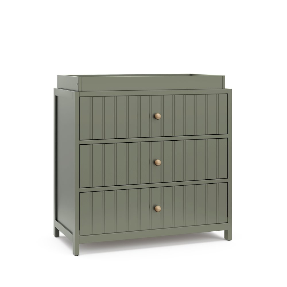 Graco Teddi 3 Drawer Chest with Changing Table Topper (Olive). Picture 1