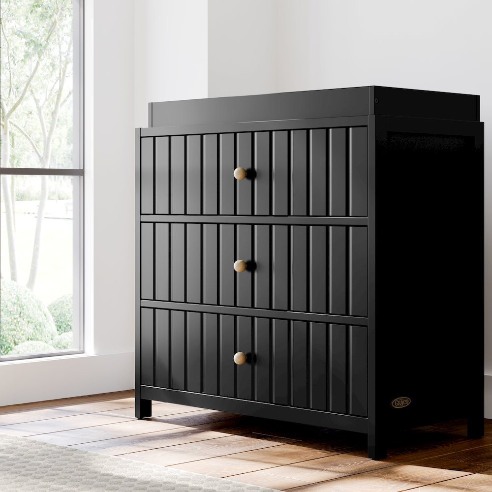 Graco Teddi 3 Drawer Chest with Changing Table Topper (Black). Picture 2