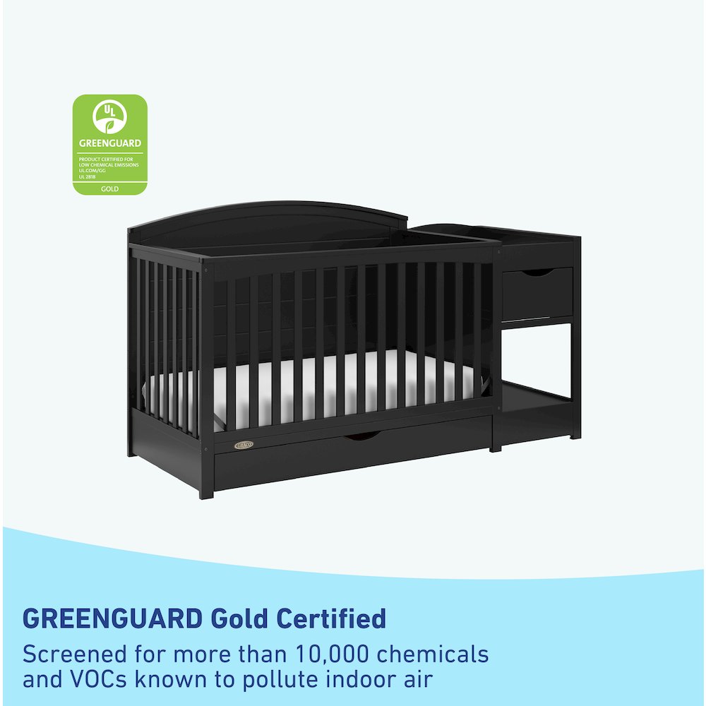 Graco Bellwood 5-in-1 Convertible Crib & Changer with Drawer (Black). Picture 3