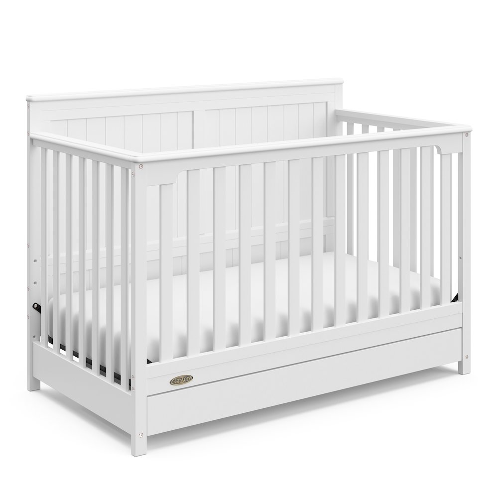 Graco Hadley 5-in-1 Convertible Crib with Drawer (White) –Crib with Drawer Combo. Picture 1