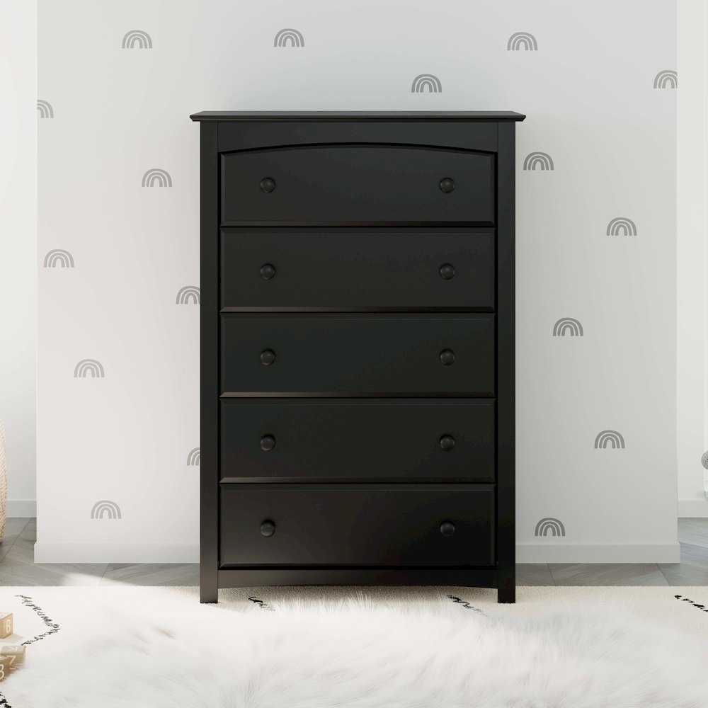 Kenton 5 Drawer Universal Dresser - Black. Picture 2