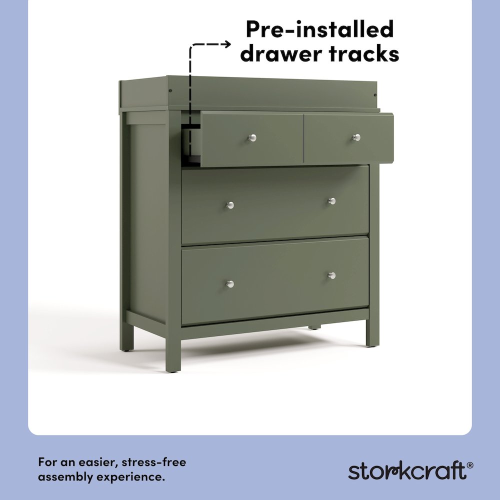 Horizon 3 Drawer Chest with Changing Topper - Olive. Picture 3