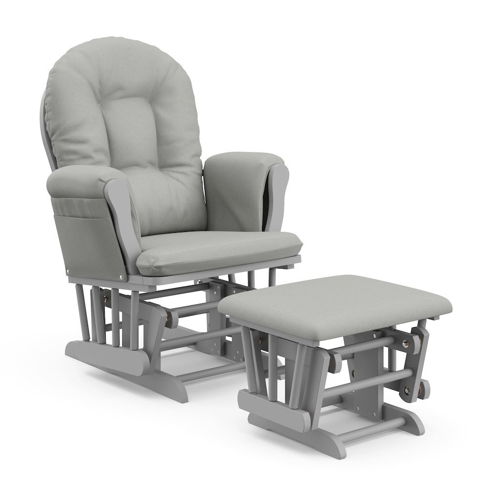 Storkcraft Hoop Glider and Ottoman - Pebble Gray with Light Gray. Picture 1