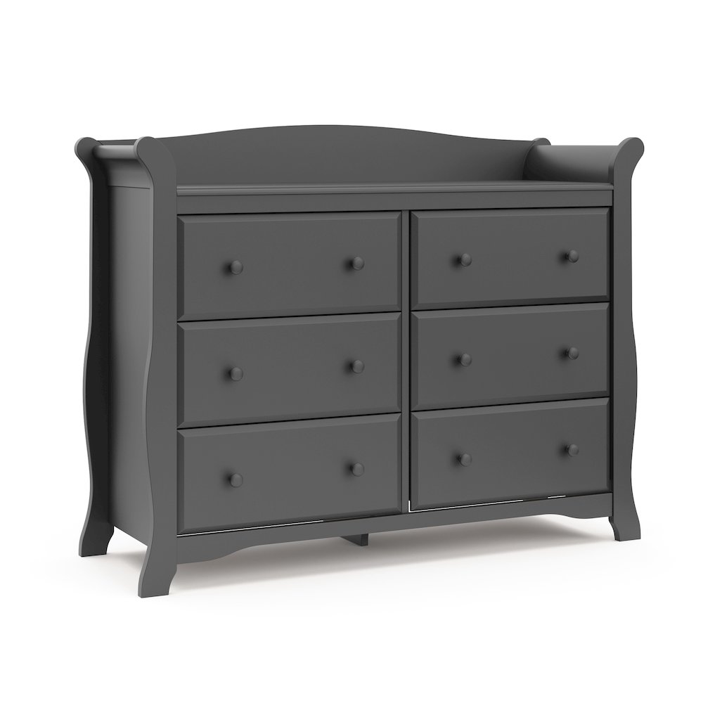 Storkcraft Avalon 6 Drawer Universal Double Dresser - Gray. Picture 1