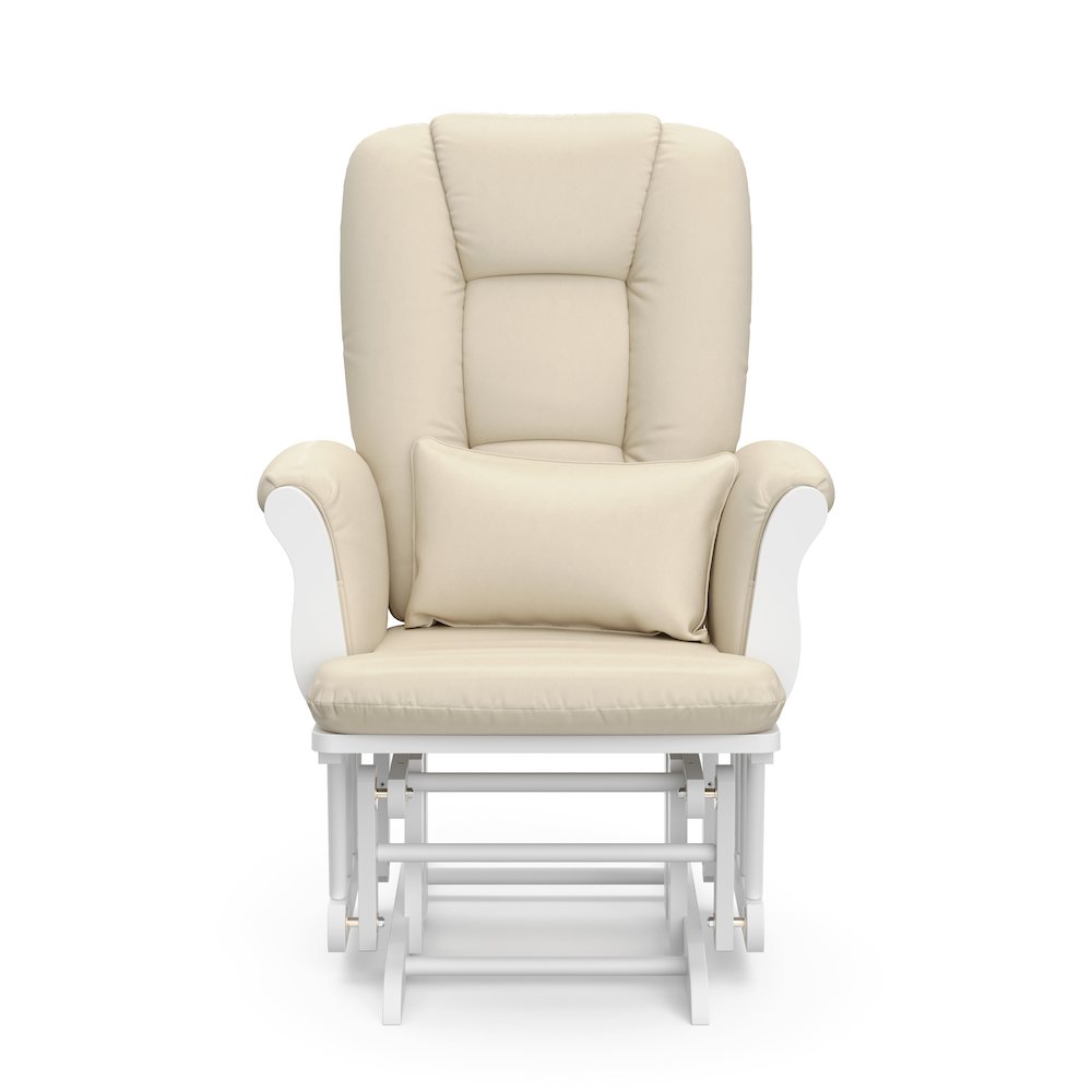 Tuscany Glider & Ottoman - White with Beige. Picture 14