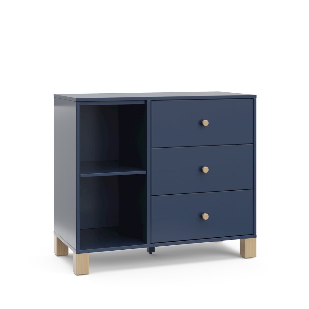 California 3 Drawer Combo Dresser - Midnight Blue with Driftwood. Picture 1