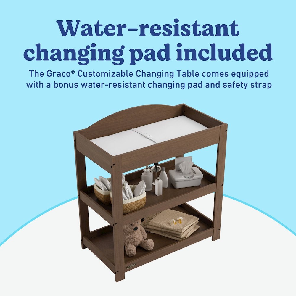 Customizable Changing Table with Water-Resistant Changing Pad - Hazelnut. Picture 5