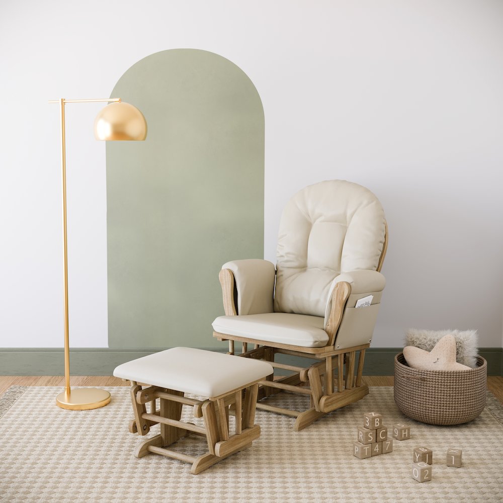 Storkcraft Hoop Glider and Ottoman - Natural with Beige. Picture 2