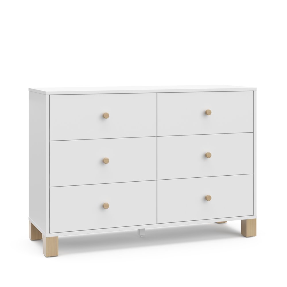 Storkcraft California 6-Drawer Double Dresser (White with Driftwood). Picture 1