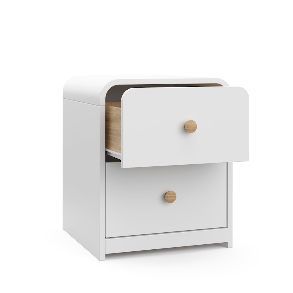 Storkcraft Next Santos 2-Drawer Nightstand (Whtie with Natural). Picture 6