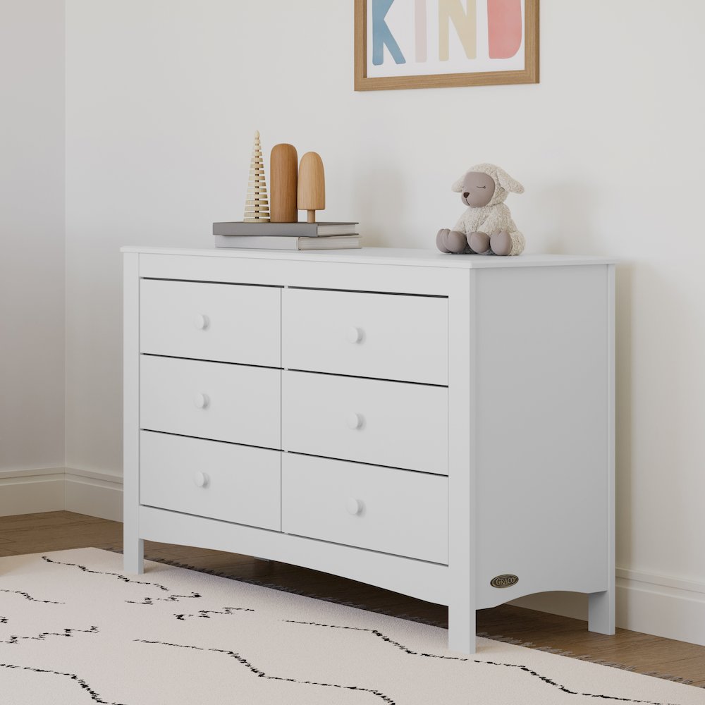 Graco Noah 6 Drawer Double Dresser (White) - 6 Drawer Double Dresser for Kids. Picture 2