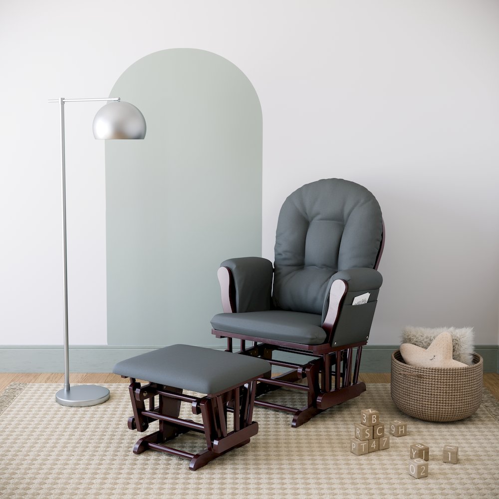 Storkcraft Hoop Glider and Ottoman - Espresso with Gray. Picture 2