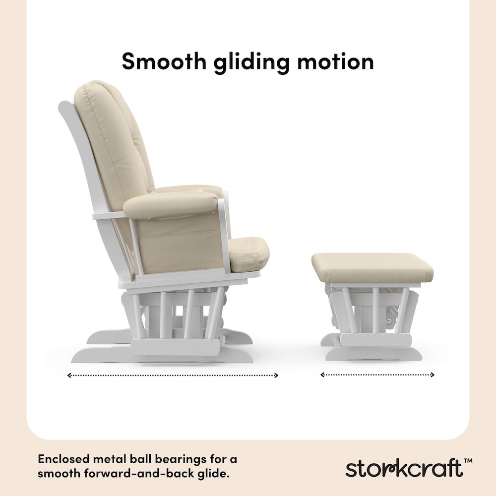 Tuscany Glider & Ottoman - White with Beige. Picture 4