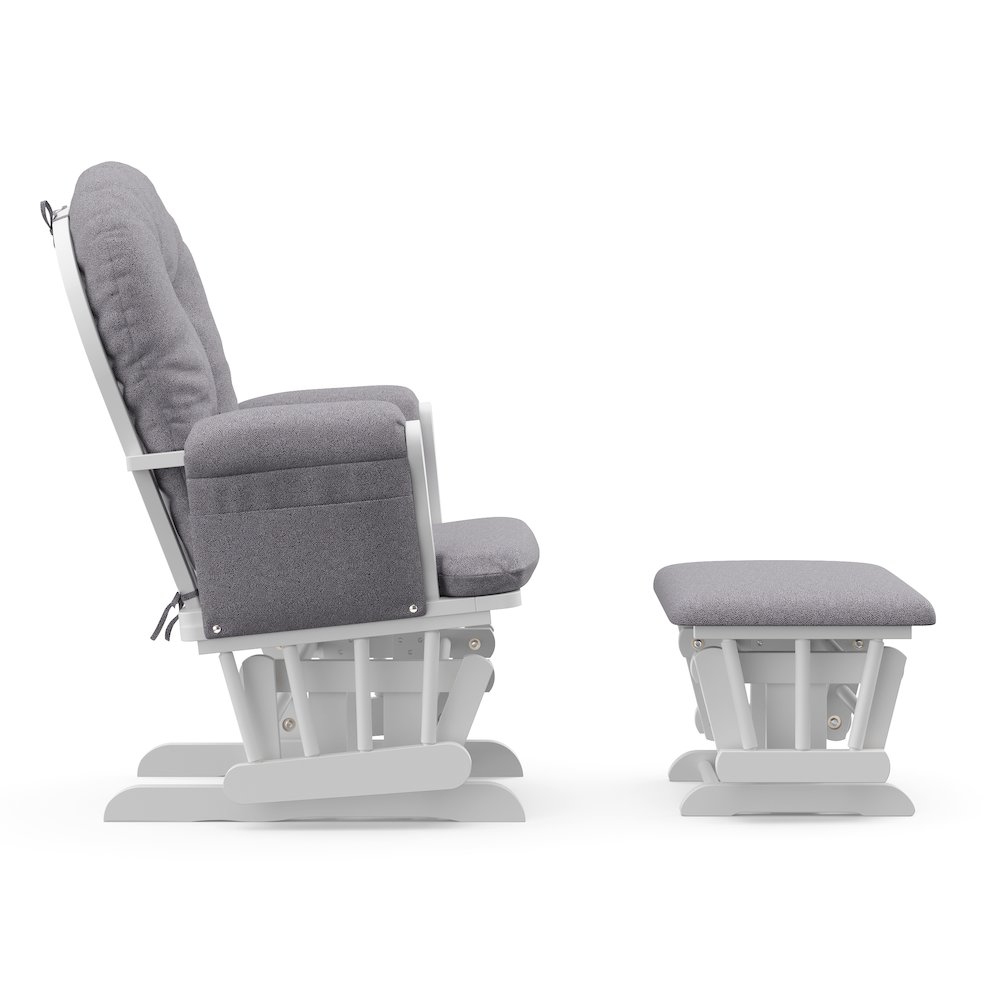 Storkcraft Hoop Glider and Ottoman - White with Gray Swirl. Picture 5