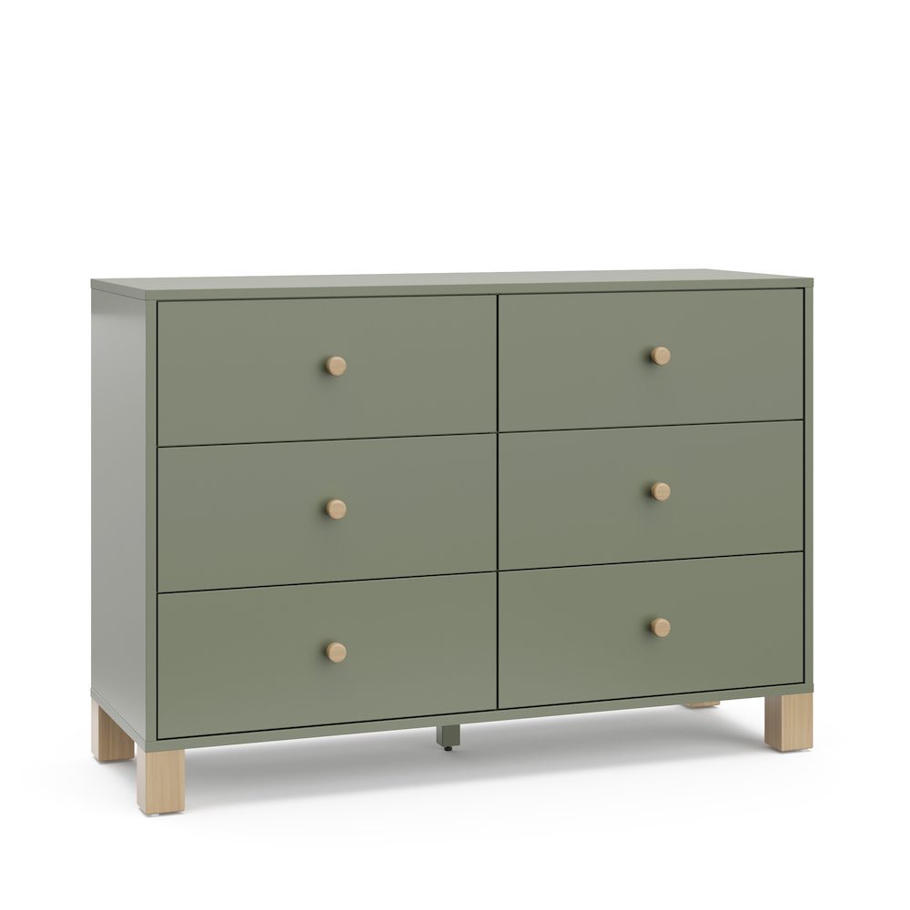 Storkcraft California 6-Drawer Double Dresser (Olive with Driftwood). Picture 1