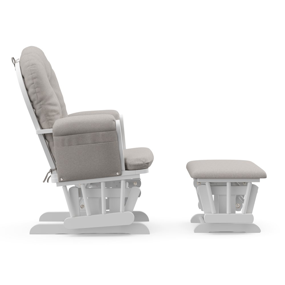 Storkcraft Hoop Glider and Ottoman - White with Taupe Swirl. Picture 4