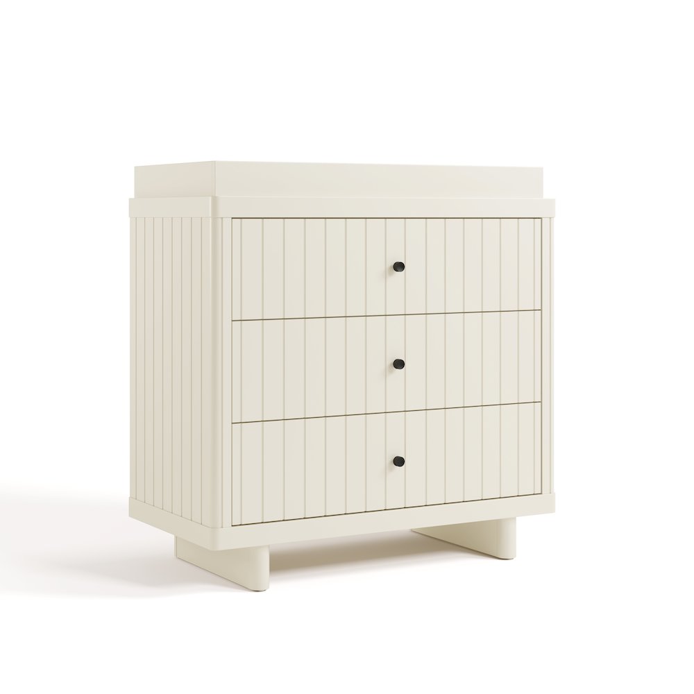Kyoto 3 Drawer Chest with Topper - Frosted Oat. Picture 1