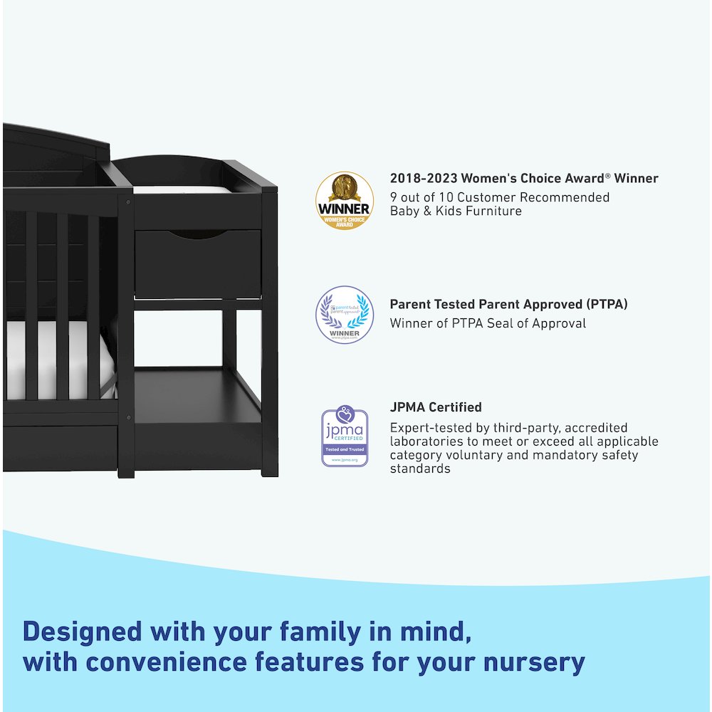 Graco Bellwood 5-in-1 Convertible Crib & Changer with Drawer (Black). Picture 5