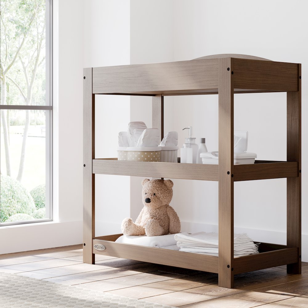 Customizable Changing Table with Water-Resistant Changing Pad - Hazelnut. Picture 2