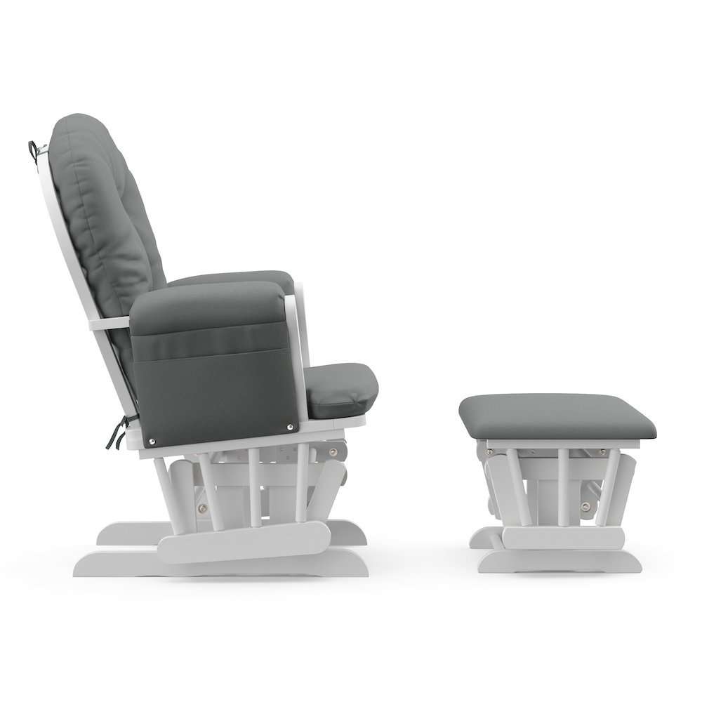 Storkcraft Hoop Glider and Ottoman - White with Gray. Picture 4