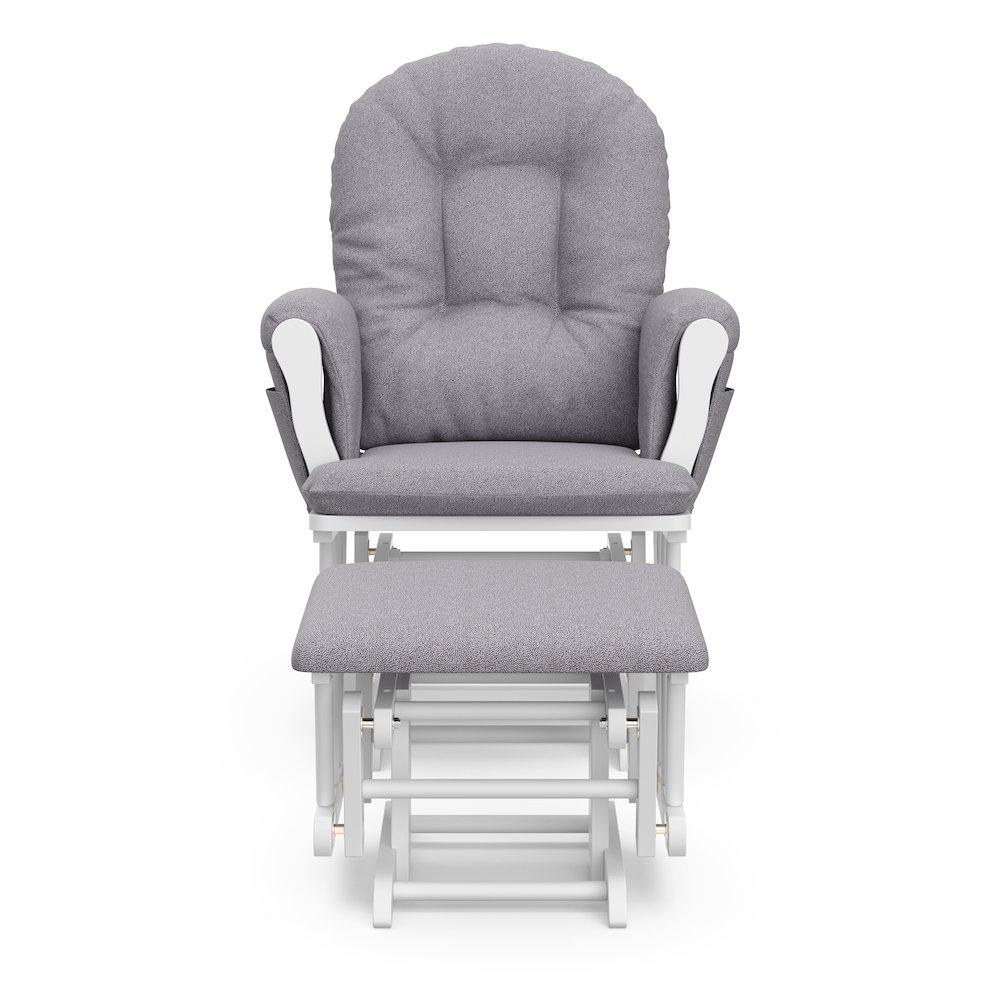 Storkcraft Hoop Glider and Ottoman - White with Gray Swirl. Picture 4