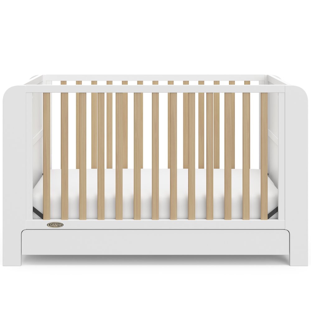 Graco Read-with-Me 4-in-1 Convertible Crib with Drawer (White with Driftwood). Picture 4