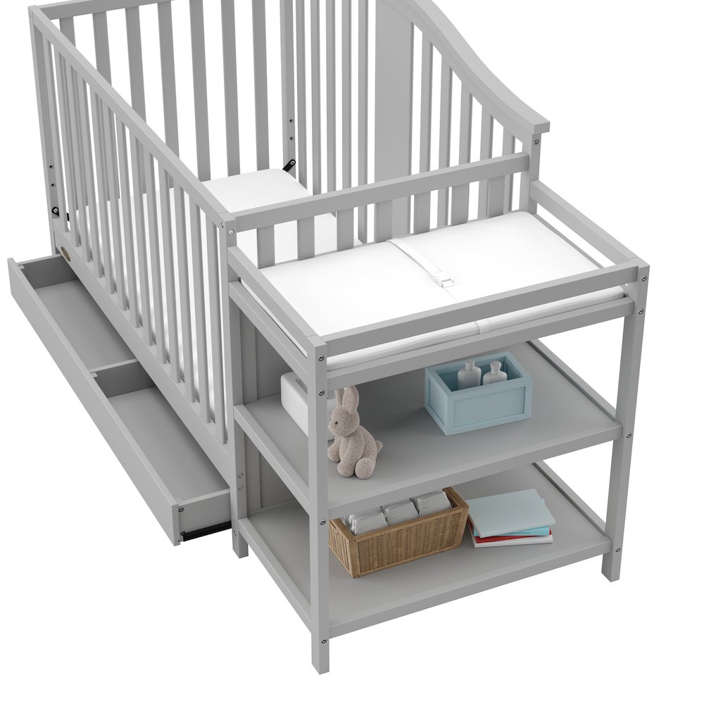 Graco Solano 4-in-1 Convertible Crib & Changer with Drawer - Pebble Gray. Picture 3