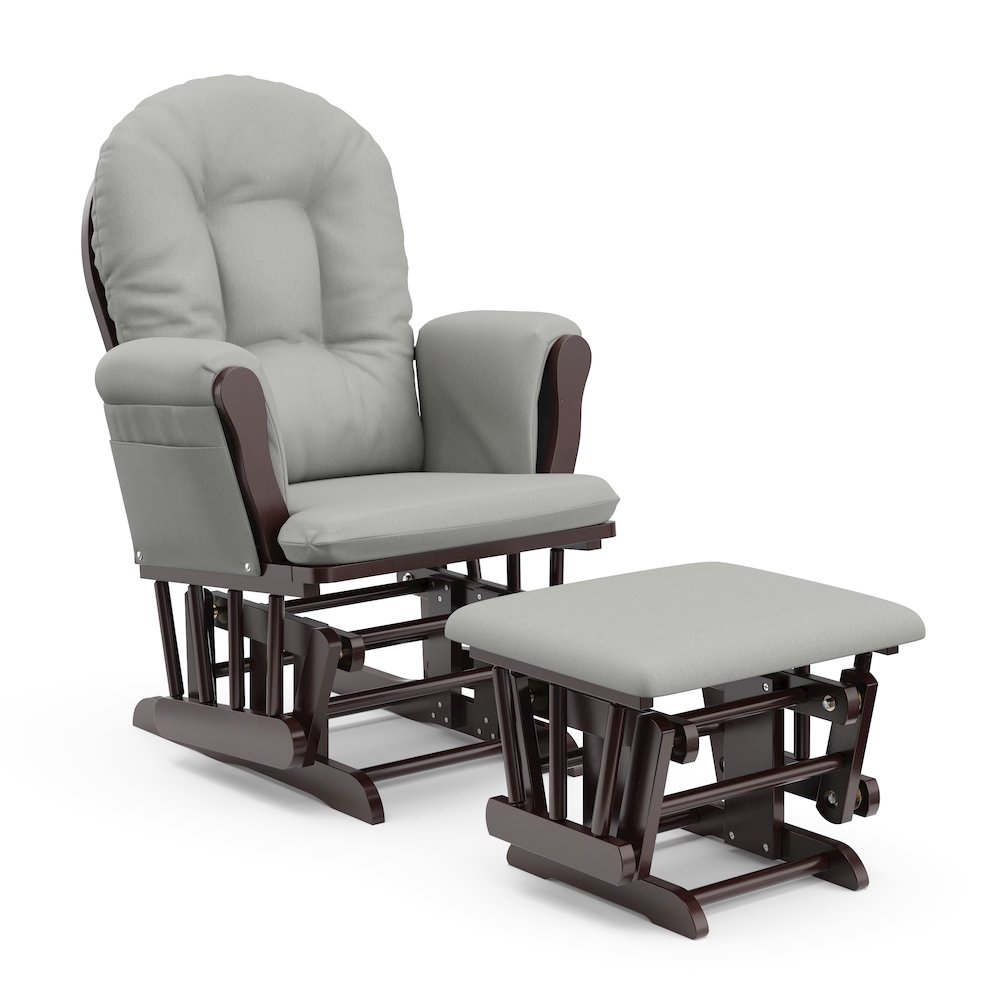 Storkcraft Hoop Glider and Ottoman - Espresso with Light Gray. Picture 1