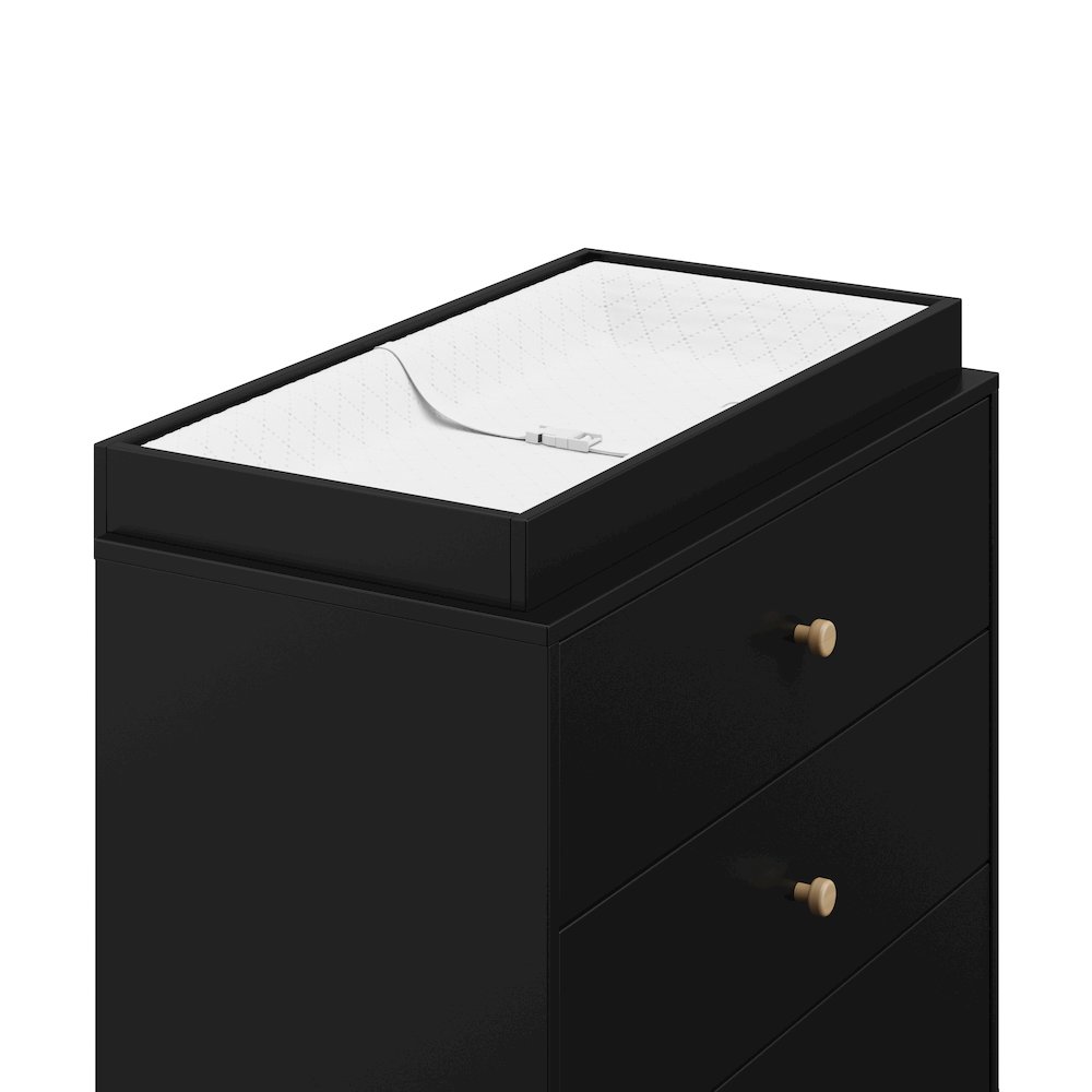 California 3 Drawer Chest With Topper - Black with Driftwood. Picture 2