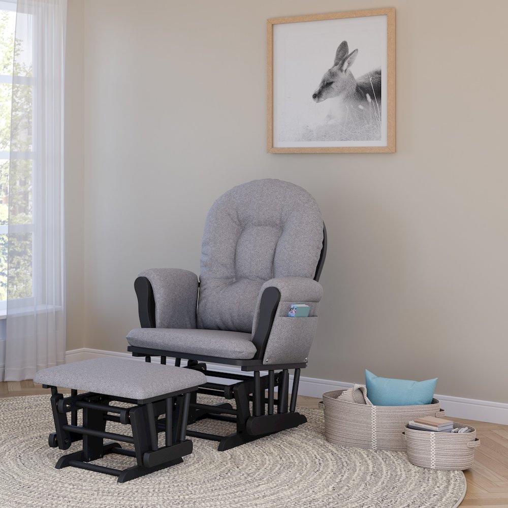 Storkcraft Hoop Glider and Ottoman - Gray with Gray Swirl. Picture 2