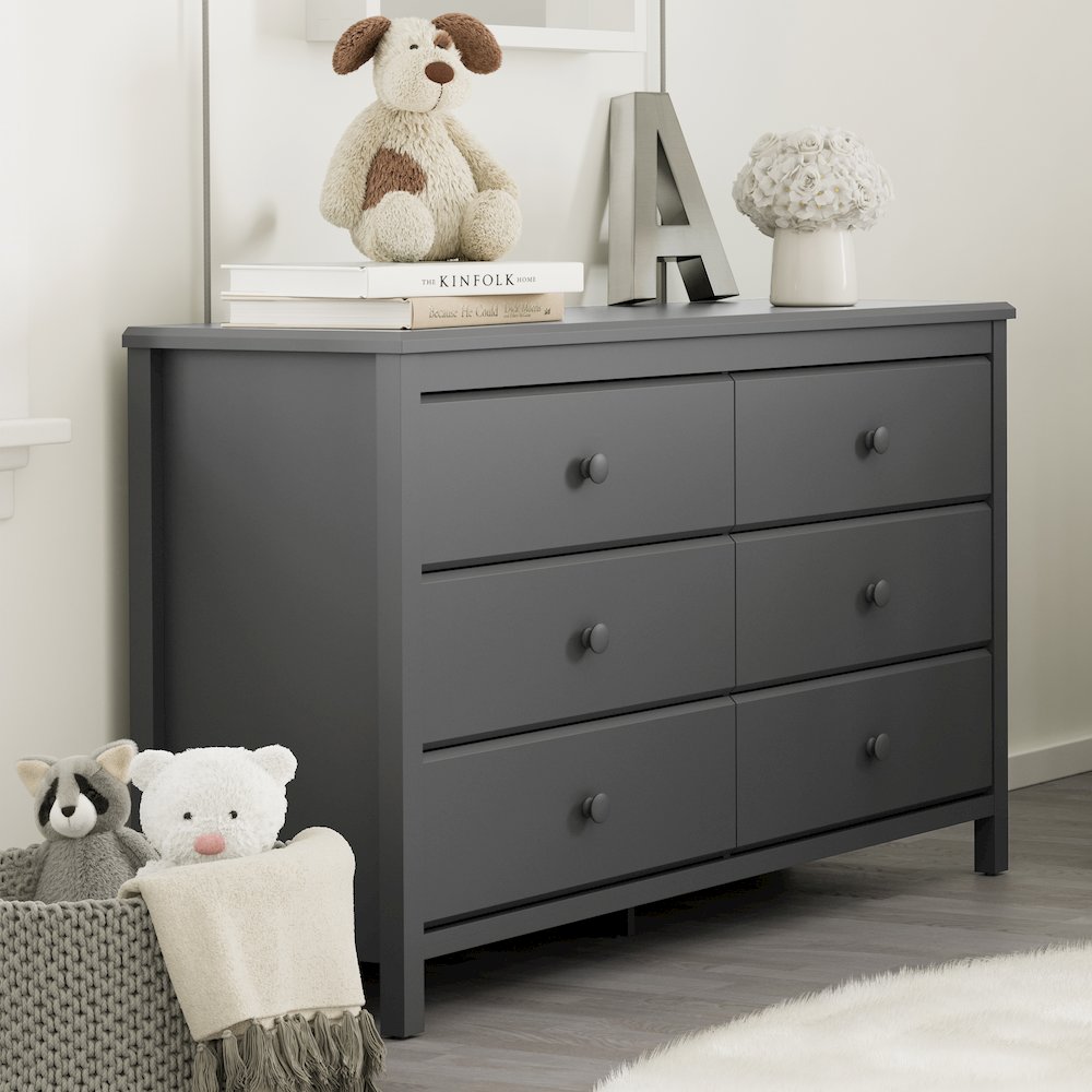 Storkcraft Alpine 6 Drawer Double Dresser (Gray) – GREENGUARD Gold Certified. Picture 2