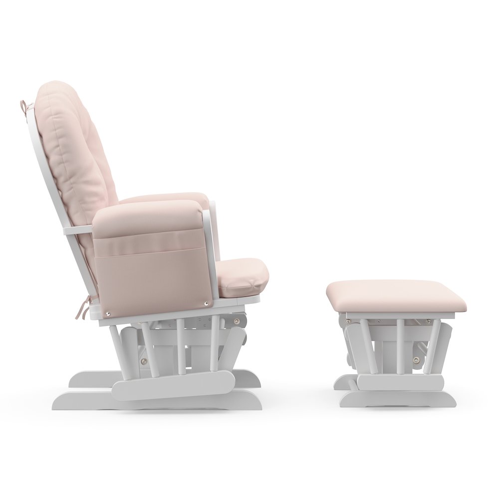 Storkcraft Hoop Glider and Ottoman - White with Pink. Picture 5