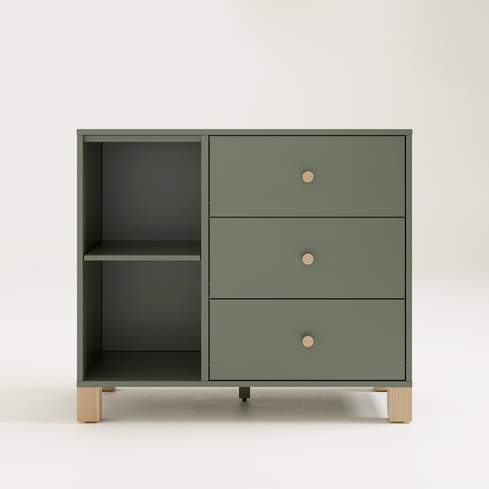 California 3 Drawer Combo Dresser - Olive with Driftwood. Picture 2