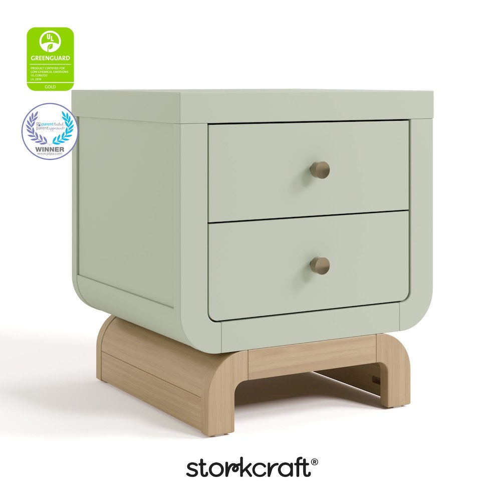 Santorini 2 Drawer Nightstand - Sage & Driftwood. Picture 6