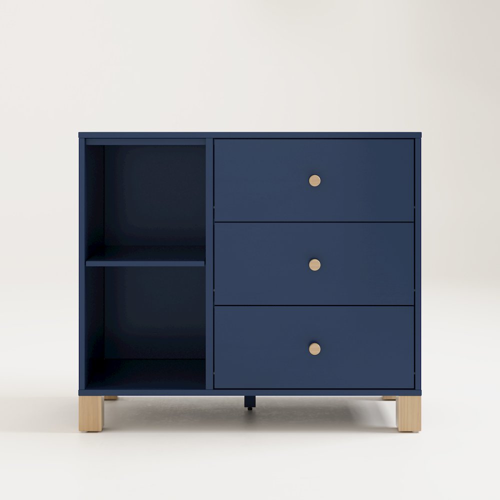 California 3 Drawer Combo Dresser - Midnight Blue with Driftwood. Picture 3