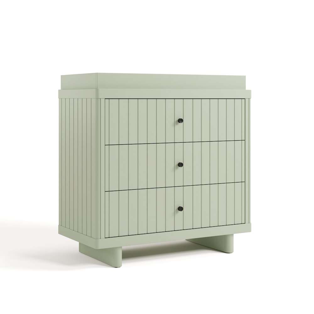 Kyoto 3 Drawer Chest with Topper - Sage. Picture 1