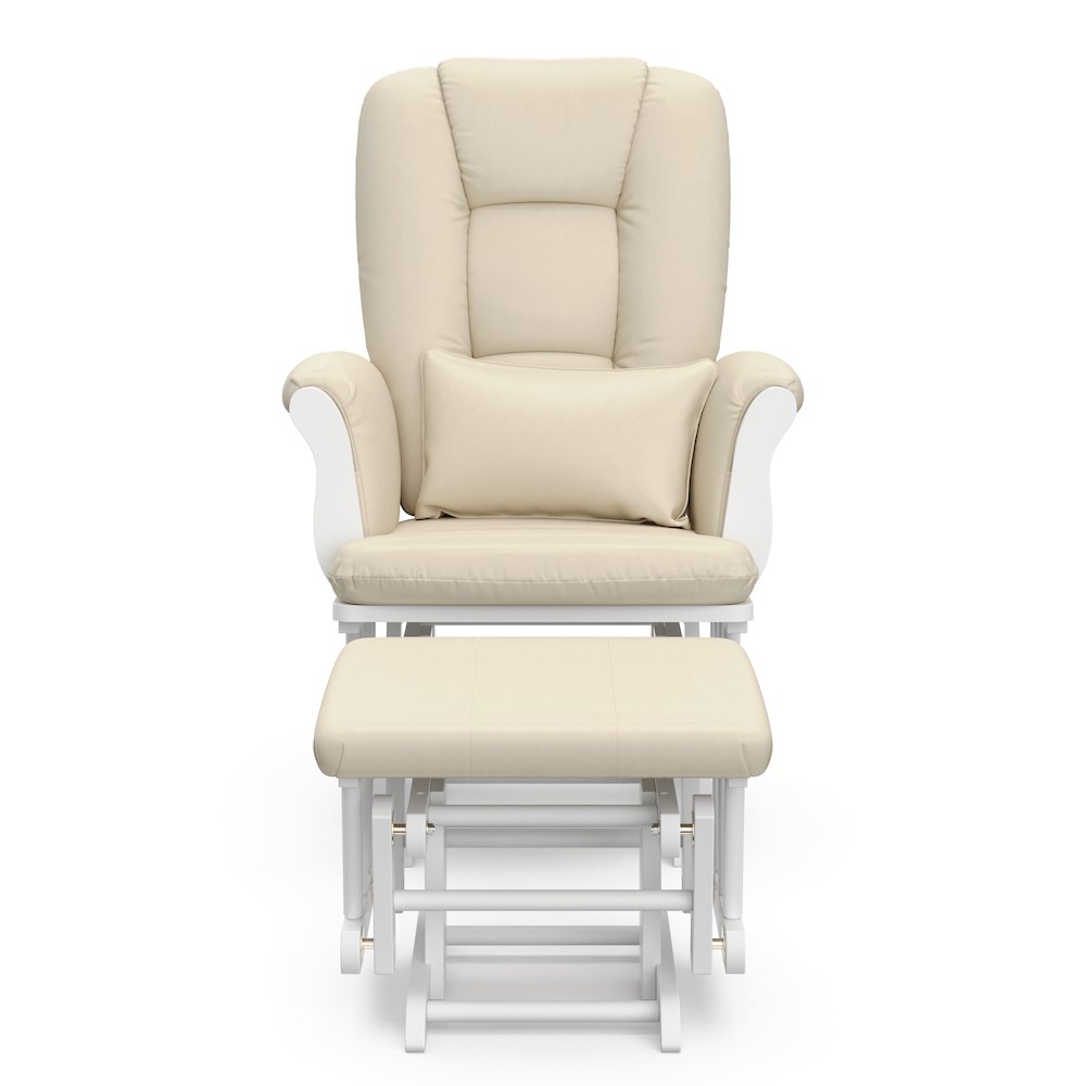 Tuscany Glider & Ottoman - White with Beige. Picture 12