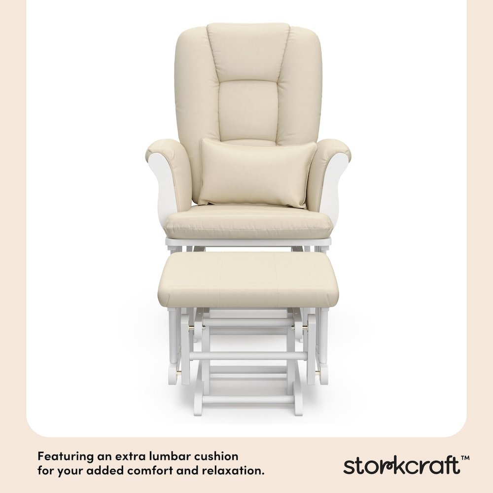 Tuscany Glider & Ottoman - White with Beige. Picture 5