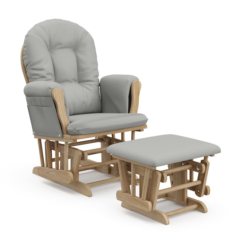 Storkcraft Hoop Glider and Ottoman - Natural with Light Gray. Picture 1