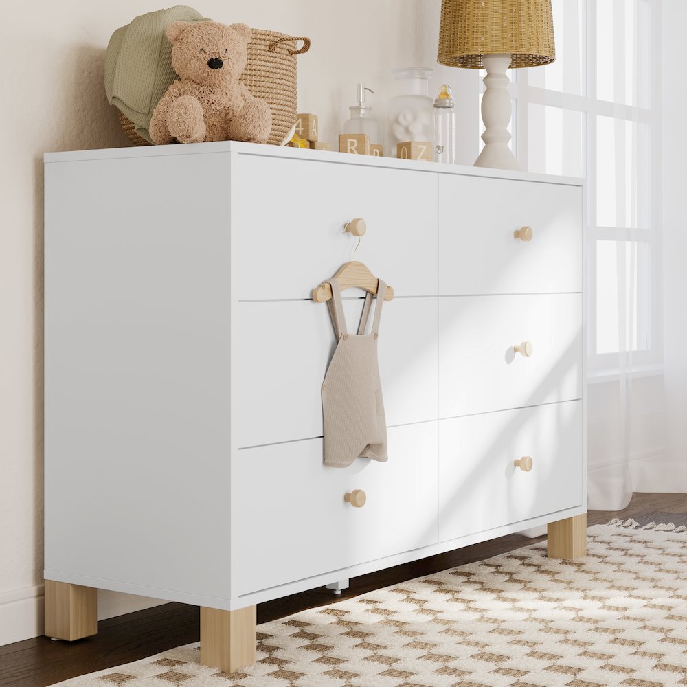 Storkcraft California 6-Drawer Double Dresser (White with Driftwood). Picture 2