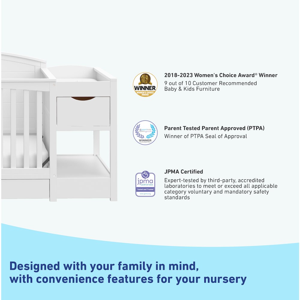 Graco Bellwood 5-in-1 Convertible Crib & Changer with Drawer (White). Picture 5