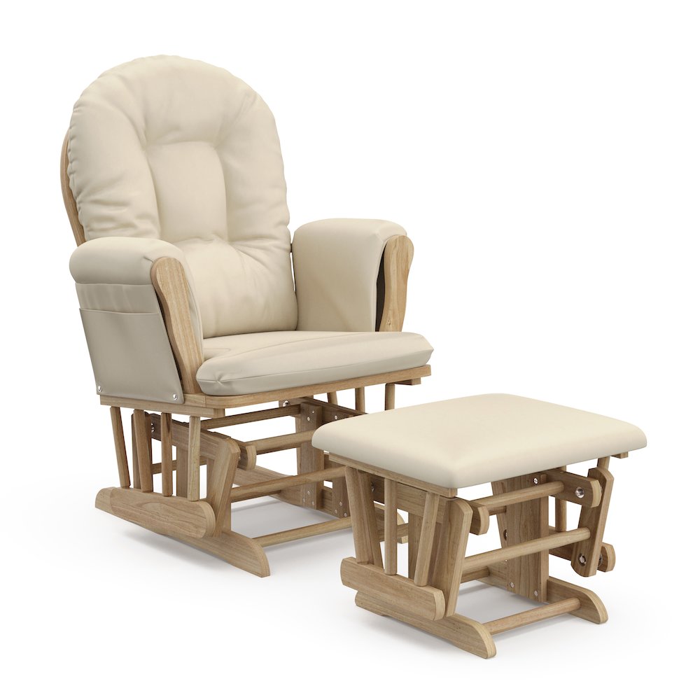 Storkcraft Hoop Glider and Ottoman - Natural with Beige. Picture 1