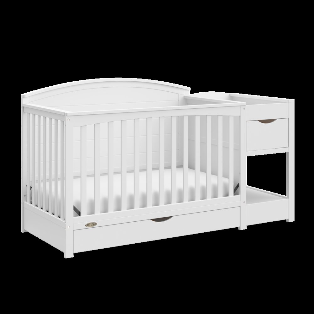 Graco Bellwood 5-in-1 Convertible Crib & Changer with Drawer (White). Picture 2