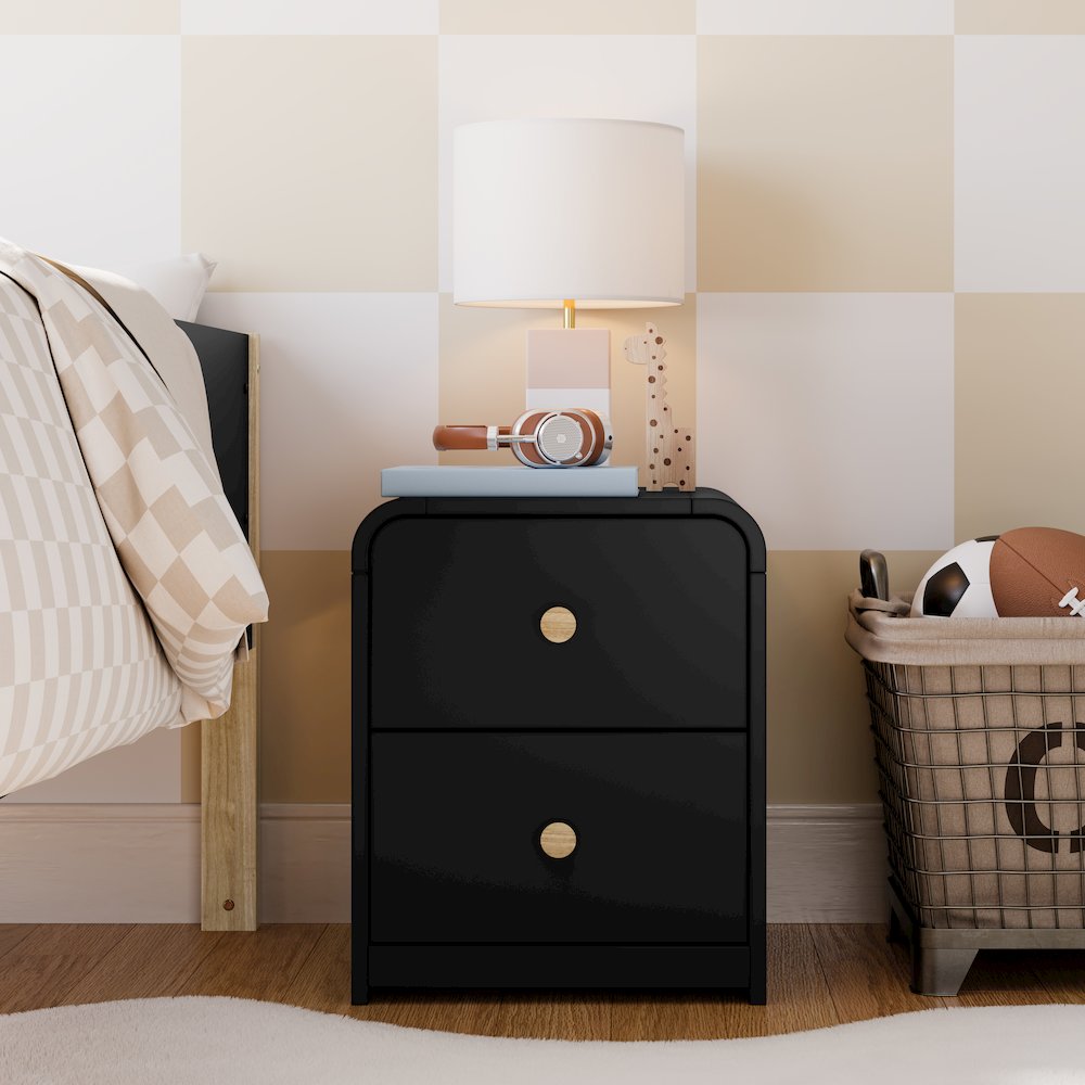 Storkcraft Next Santos 2-Drawer Nightstand (Black with Natural). Picture 2