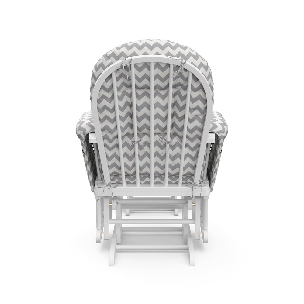 Storkcraft Hoop Glider and Ottoman - White with Gray Chevron. Picture 5